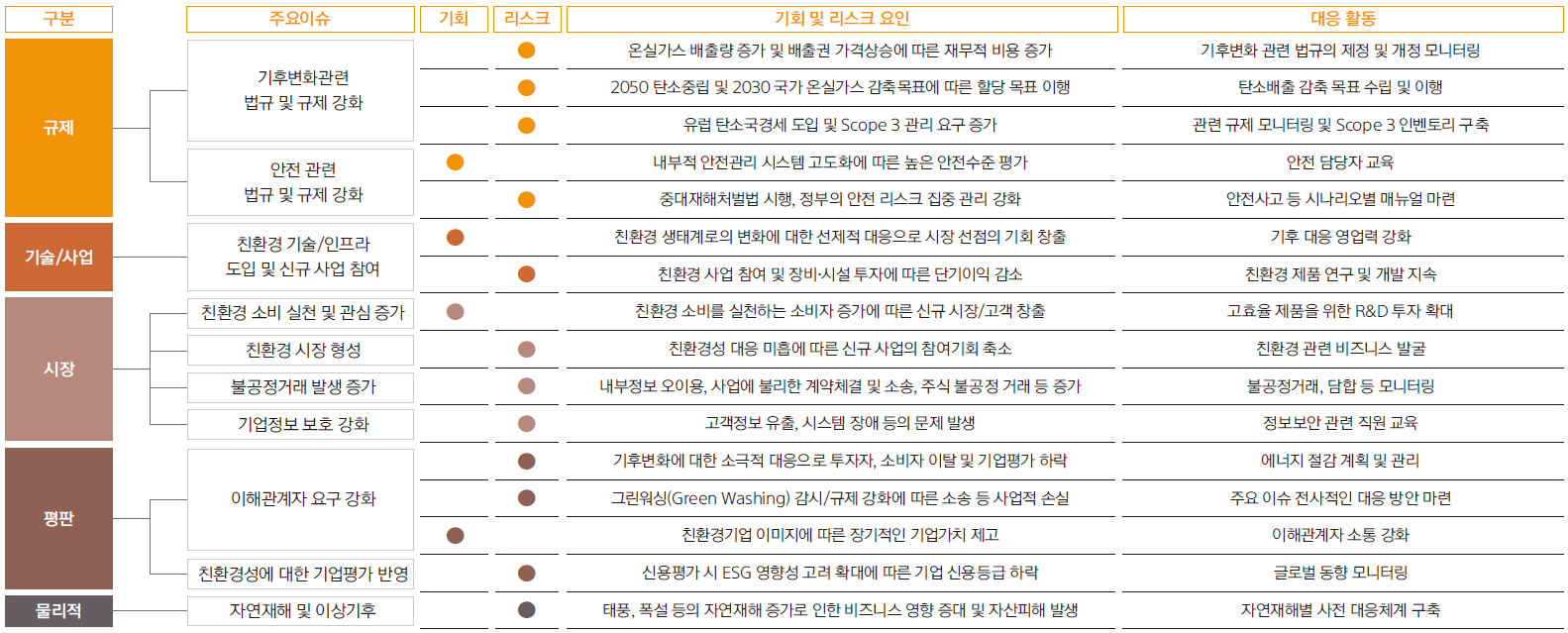 리스크 및 기회분석